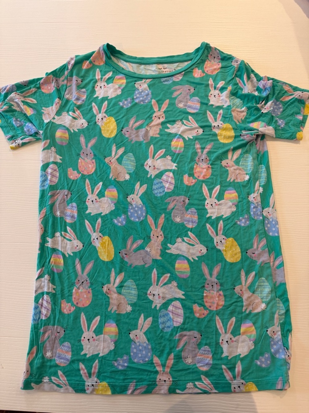 Little Sleepies Green Short Sleeve Tee with Bunny & Easter Egg Print